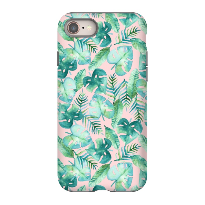 iPhone 8 StrongFit Cyan Tropical Jungle on Pink by Tangerine-Tane