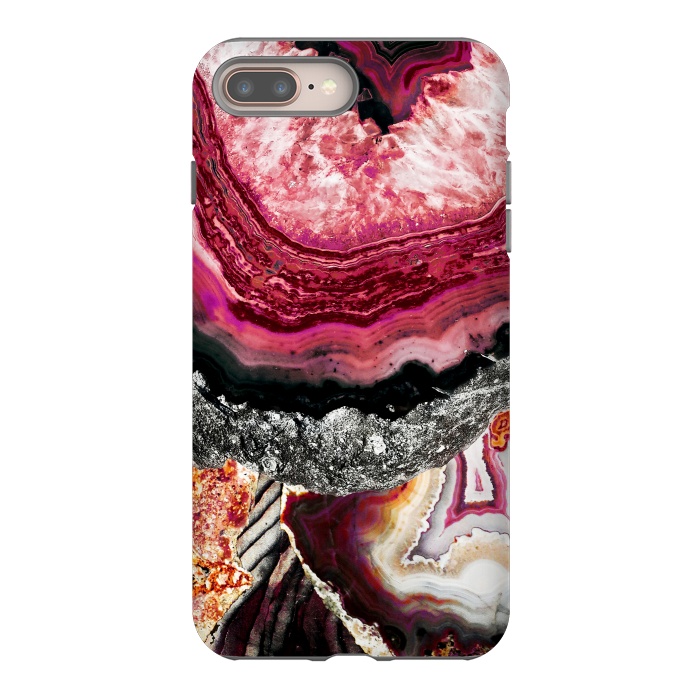 iPhone 8 plus StrongFit Vibrant pink gold agate geode stones by Oana 