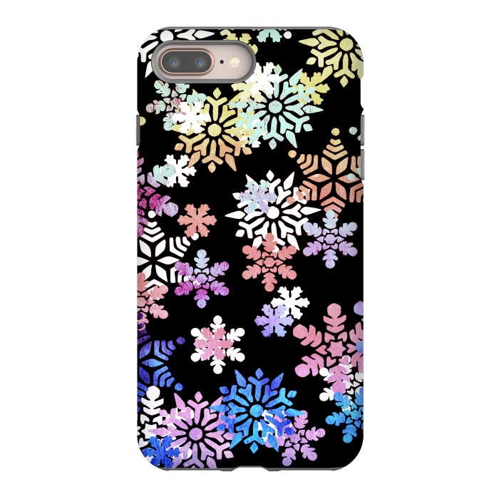 iPhone 8 plus StrongFit Rainbow colourful snowflakes Christmas pattern by Oana 