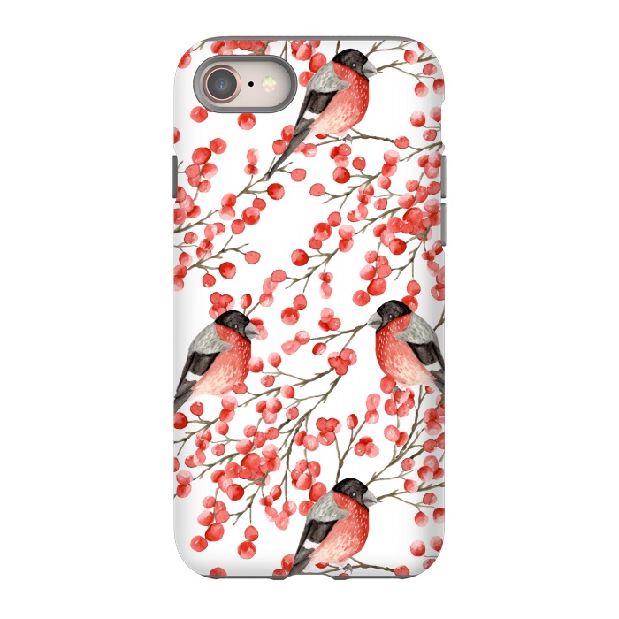 iPhone 8 StrongFit Bullfinch and berries by Julia Badeeva