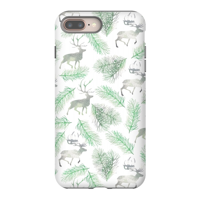 iPhone 8 plus StrongFit Deer and pine branches by Julia Badeeva