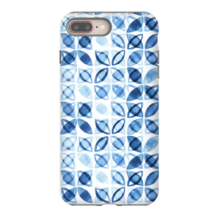iPhone 8 plus StrongFit Blue Watercolor Pattern  by Tigatiga
