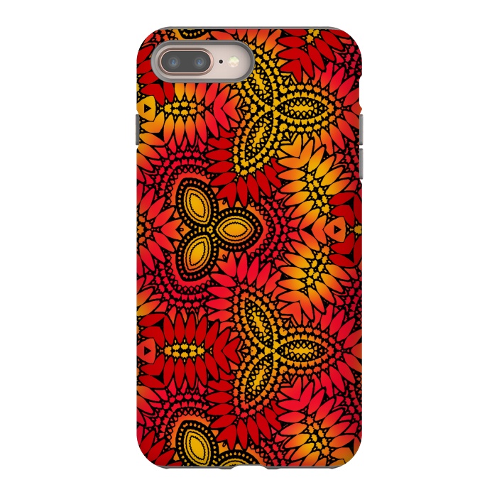 iPhone 8 plus StrongFit Mandala style red and yellow decorative design by Josie