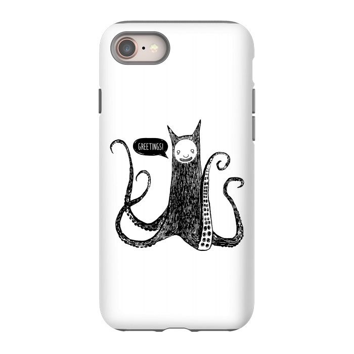 iPhone 8 StrongFit Greetings from the kraken cat by Laura Nagel