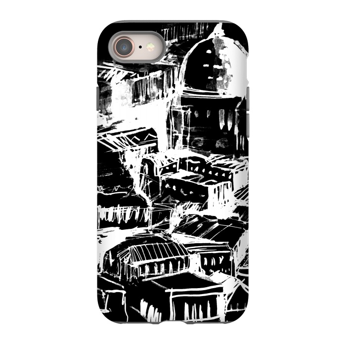 iPhone 8 StrongFit Venice Italian cityscape white ink sketch by Oana 