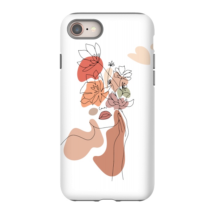 iPhone 8 StrongFit Lineart Girl With Flowers by DaDo ART