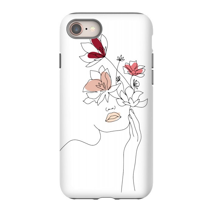 iPhone 8 StrongFit Lineart Girl Flowers by DaDo ART