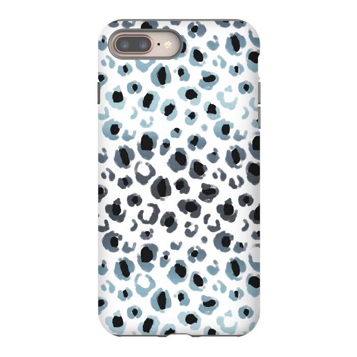 iPhone 8 plus StrongFit Blue grey gradient leopard print by Oana 