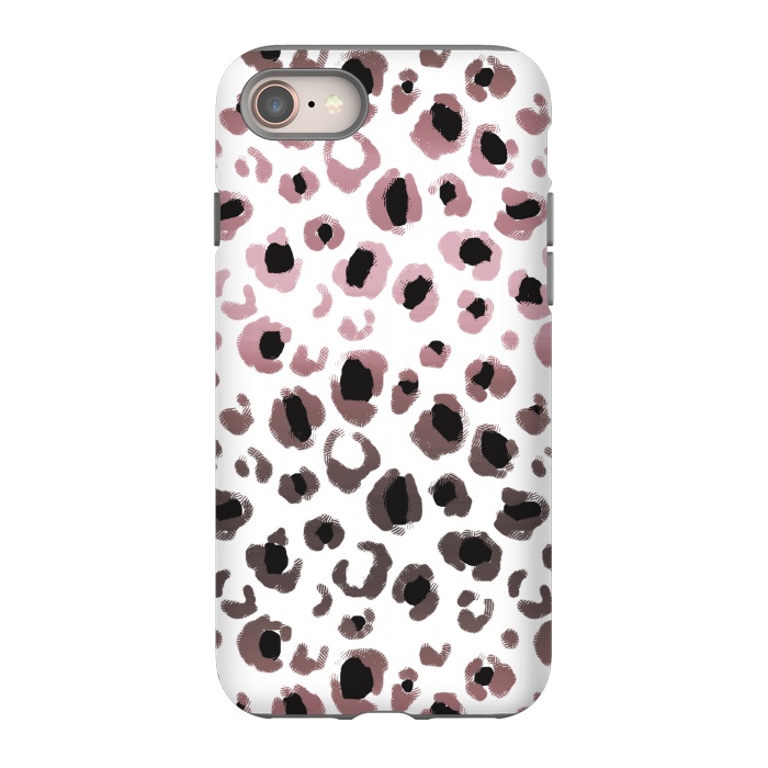 iPhone 8 StrongFit Pink brown leopard print spots by Oana 
