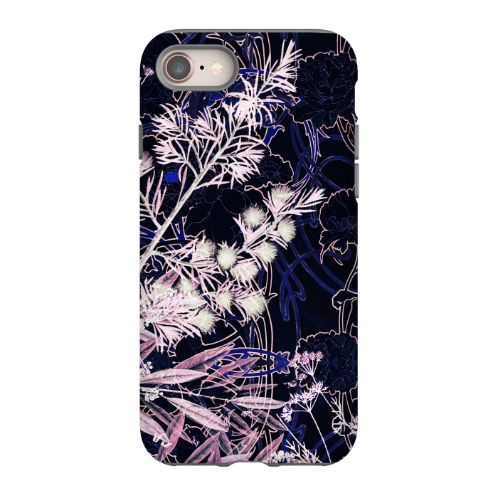 iPhone 8 StrongFit Pink purple botanical illustration by Oana 
