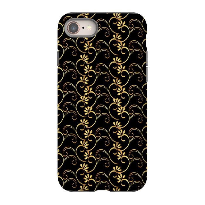 iPhone 8 StrongFit golden black floral pattern by MALLIKA