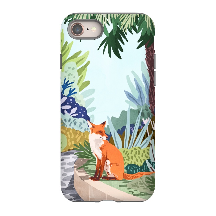 iPhone 8 StrongFit Fox in The Garden | Animals Wildlife Botanical Nature Painting | Boho Colorful Jungle Illustration by Uma Prabhakar Gokhale