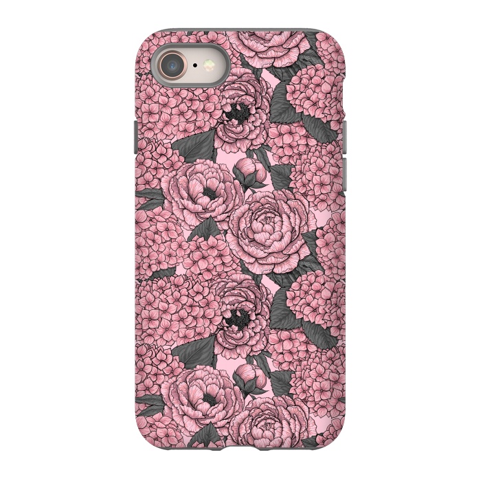 iPhone 8 StrongFit Peony and hydrangea in pink by Katerina Kirilova