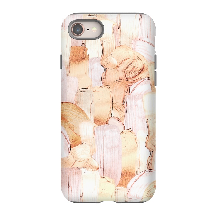 iPhone 8 StrongFit Blush Faux Gold Copper Acrylic Brush Strokes by  Utart