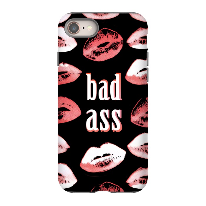 iPhone 8 StrongFit Badass lipstick kisses quote design by Oana 