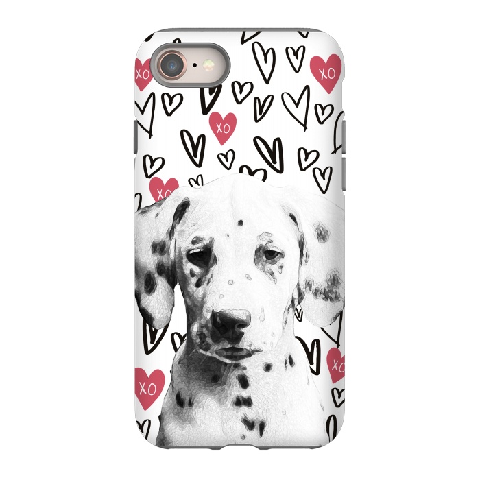 iPhone 8 StrongFit Cute Dalmatian and hearts Valentine's day by Oana 