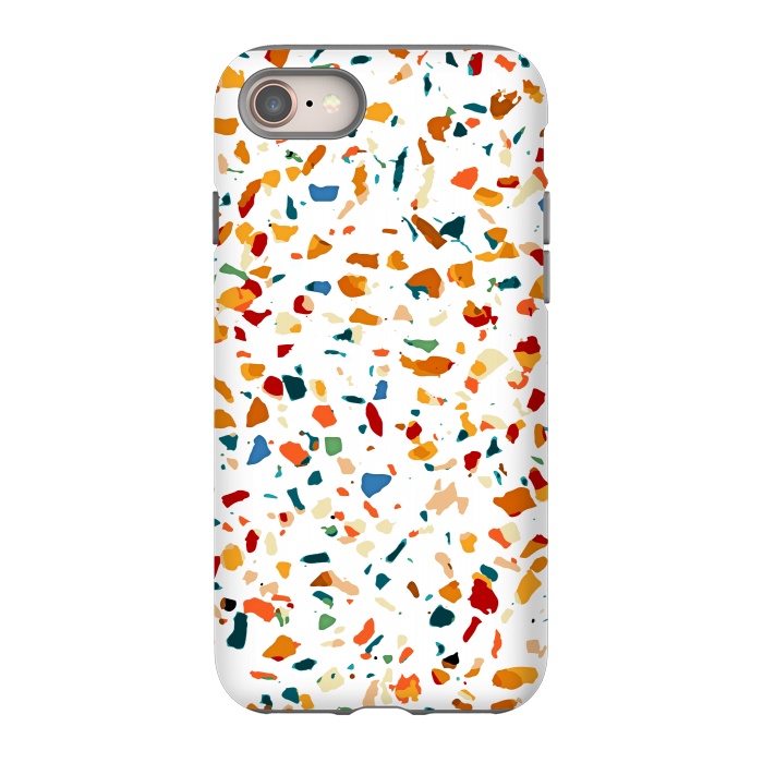 iPhone 8 StrongFit Tan Terrazzo | Eclectic Quirky Confetti Painting | Celebration Colorful Boho Happy Party Graphic  by Uma Prabhakar Gokhale