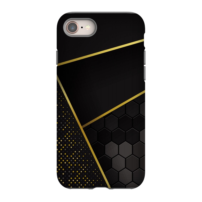 iPhone 8 StrongFit black gold geometrical art by haroulita