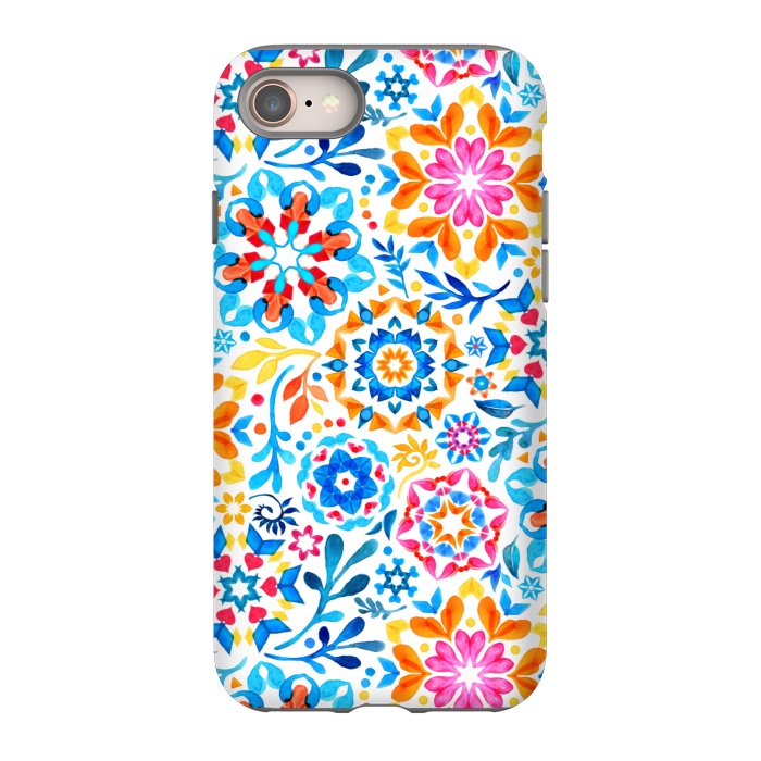 iPhone 8 StrongFit Watercolor Kaleidoscope Floral - brights by Micklyn Le Feuvre