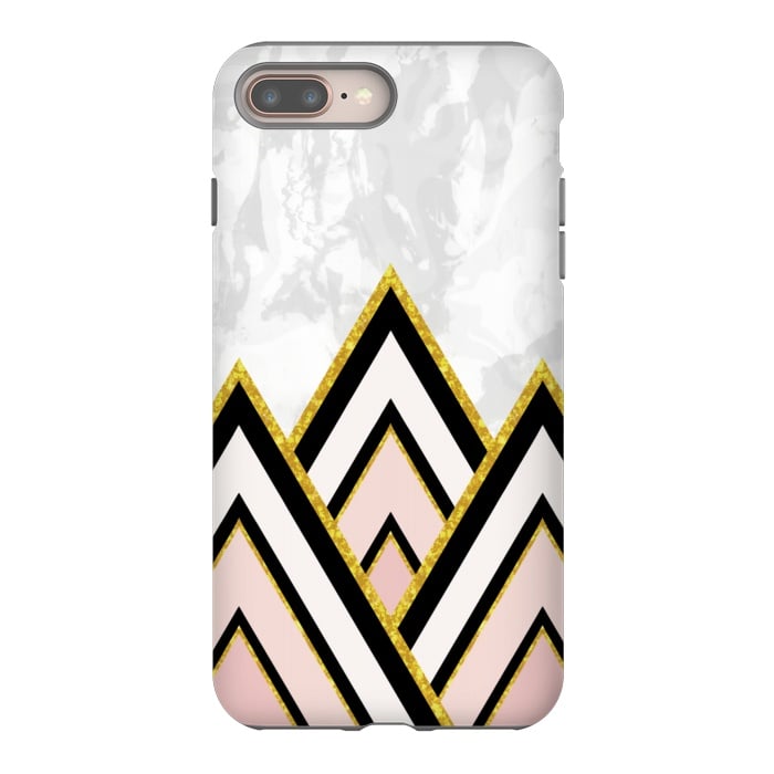 iPhone 8 plus StrongFit Geometric pink gold triangles by Jms
