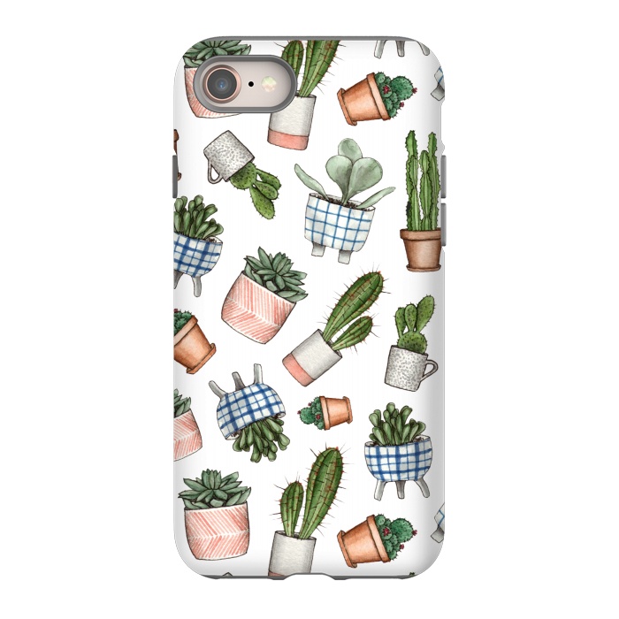 iPhone 8 StrongFit watercolor houseplants in pots by Alena Ganzhela