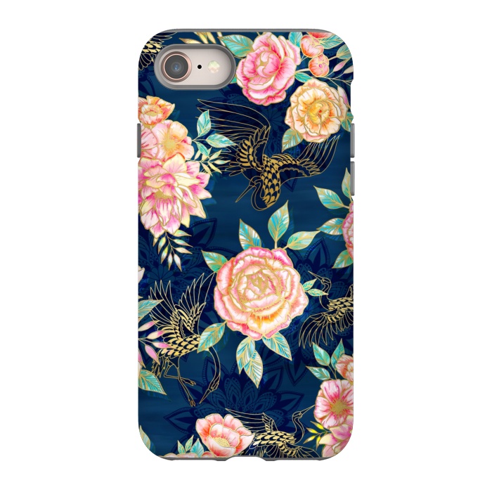 iPhone 8 StrongFit Gilded Peonies and Cranes by gingerlique