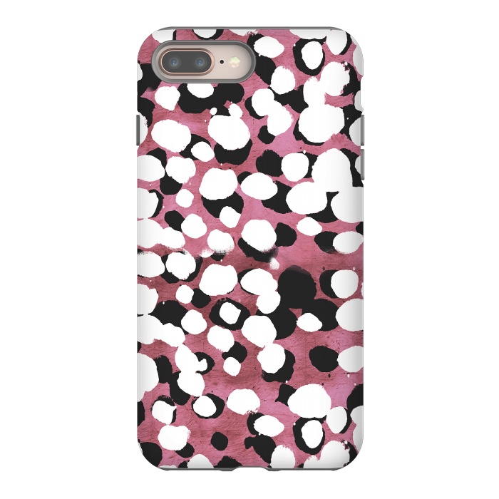 iPhone 8 plus StrongFit Ink spots on metallic pink stone by Oana 
