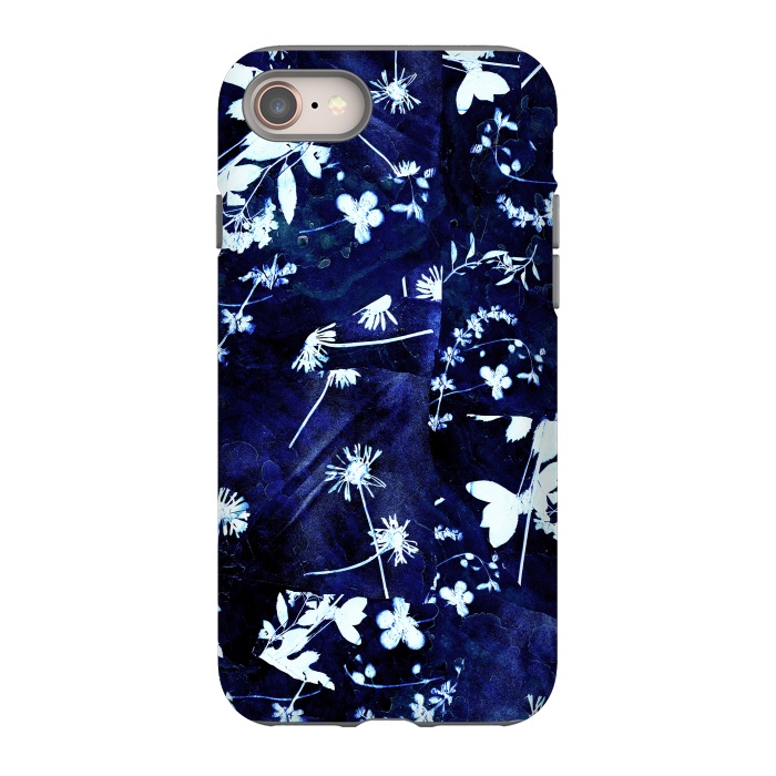 iPhone 8 StrongFit Pressed flowers indigo cyanotype by Oana 