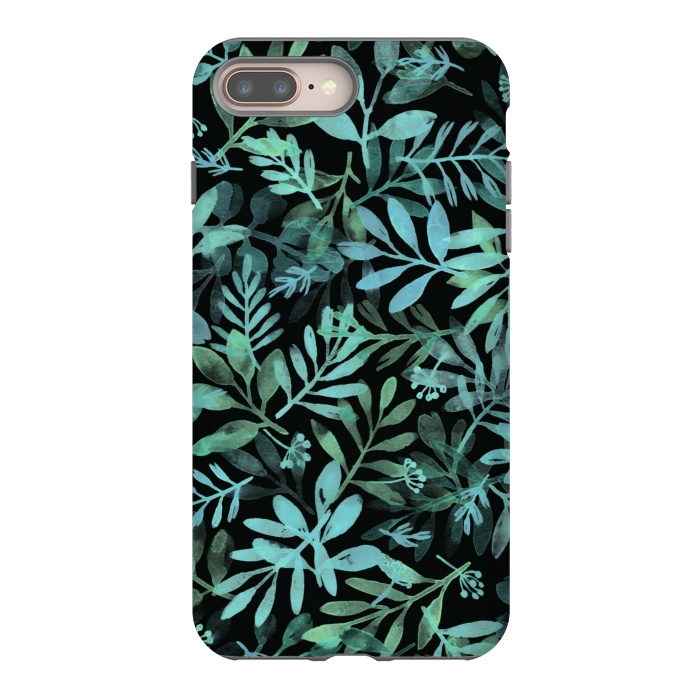 iPhone 8 plus StrongFit emerald branches on a black background by Alena Ganzhela
