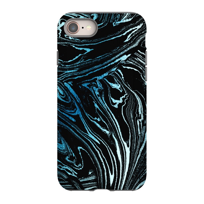 iPhone 8 StrongFit Metallic blue marble stripes by Oana 