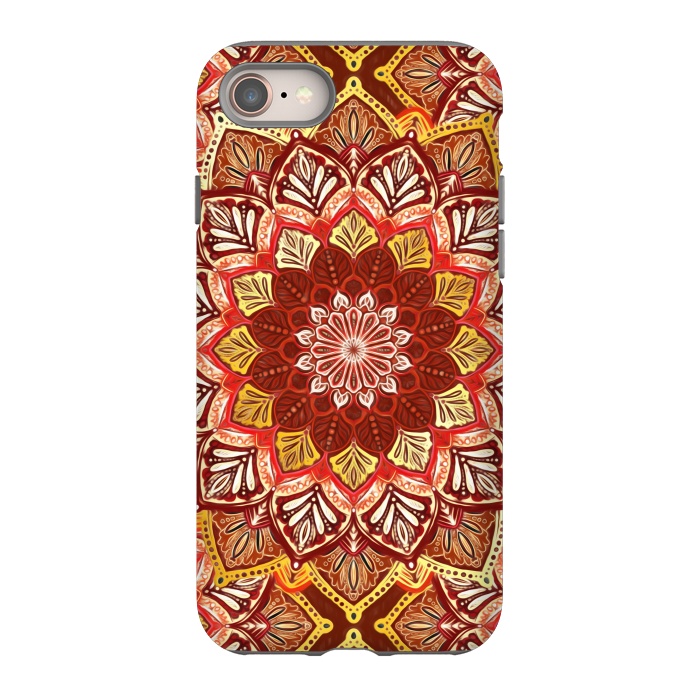 iPhone 8 StrongFit Boho Mandala in Rust Red and Faux Gold by Micklyn Le Feuvre