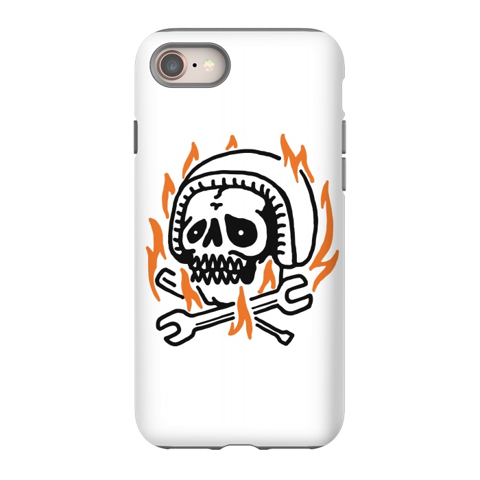 iPhone 8 StrongFit Skull Biker Fire by Afif Quilimo