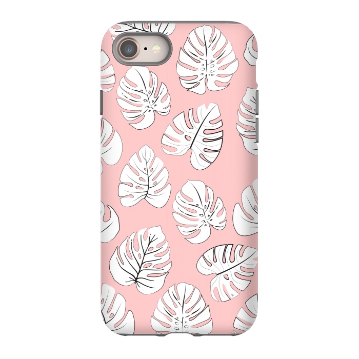 iPhone 8 StrongFit White exotic leaves by Martina