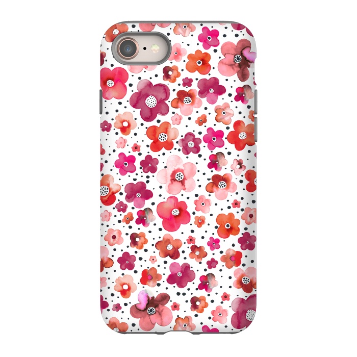 iPhone 8 StrongFit Beautiful Naive Coral Flowers Dots by Ninola Design
