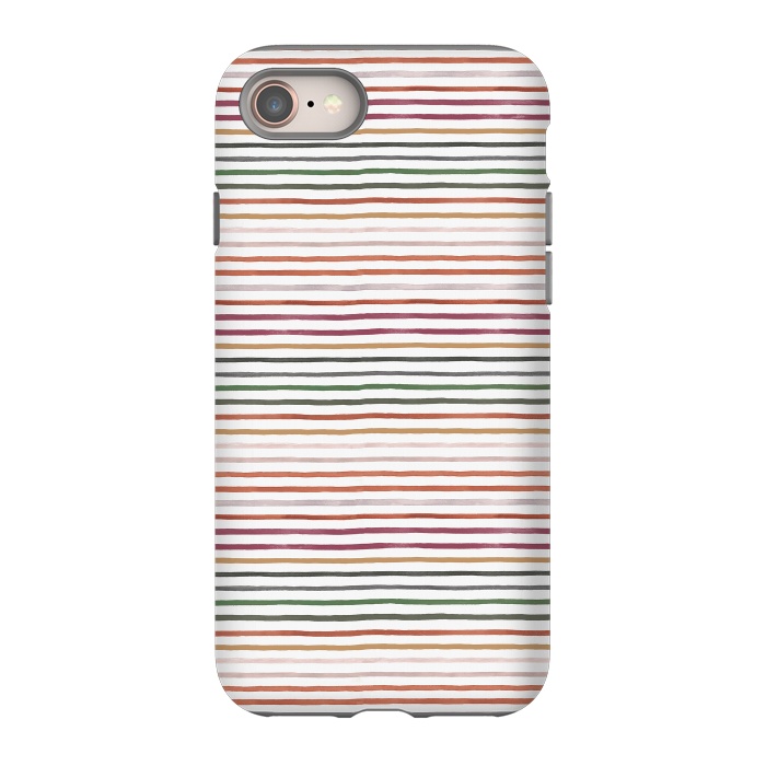 iPhone 8 StrongFit Marker Stripes and Lines Orange Green by Ninola Design