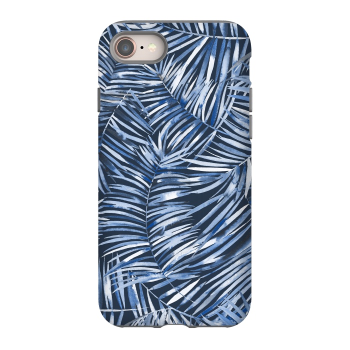 iPhone 8 StrongFit Tropical Palms Blue Navy Night by Ninola Design