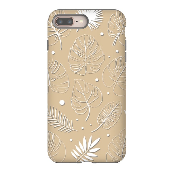 iPhone 8 plus StrongFit Tropical Beige leaves by Martina