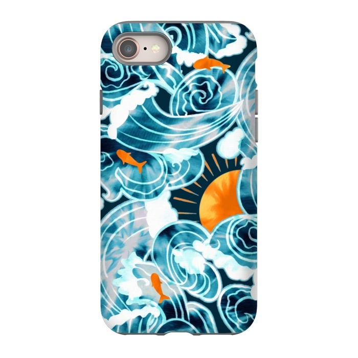 iPhone 8 StrongFit Ocean 'Tide' Dye - Orange & Teal by Tigatiga