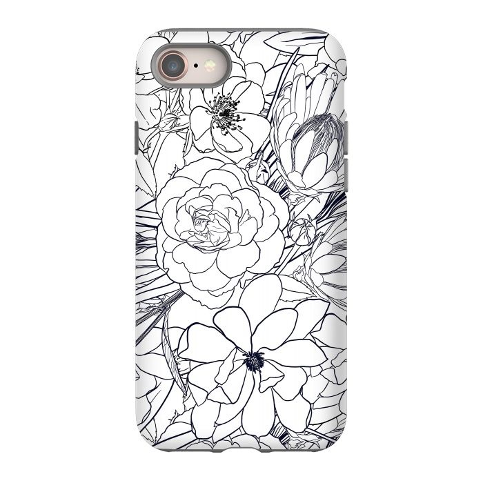 iPhone 8 StrongFit Modern Line Art Hand Drawn Floral Girly Design by InovArts