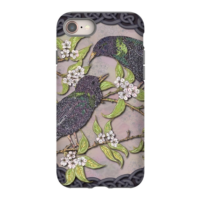 iPhone 8 StrongFit Celtic Starlings in Blossom by Lotti Brown