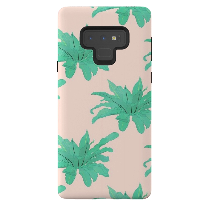 Galaxy Note 9 StrongFit Pretty Watercolor Pink Peach Floral Girly Design by InovArts