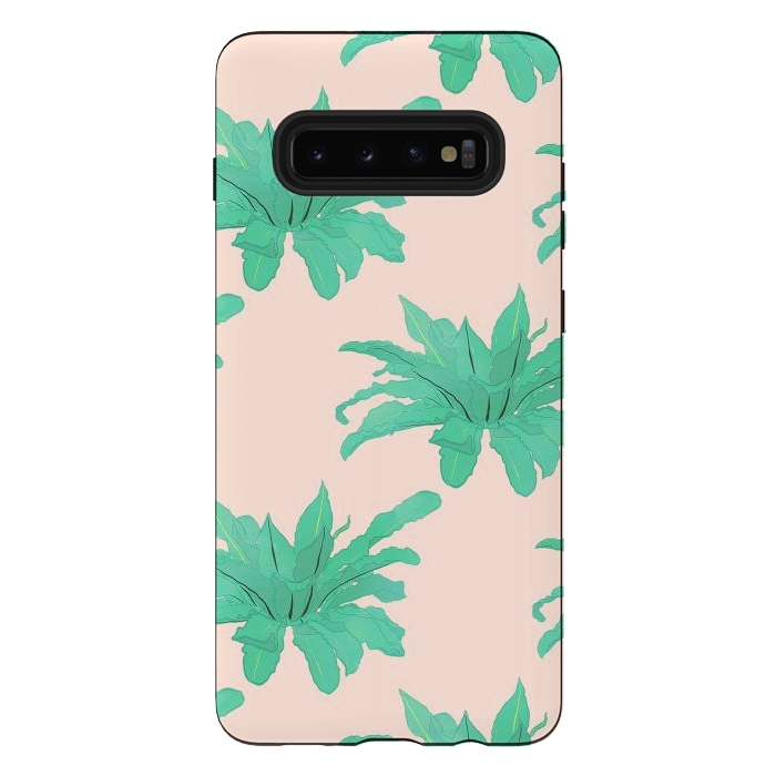 Galaxy S10 plus StrongFit Pretty Watercolor Pink Peach Floral Girly Design by InovArts