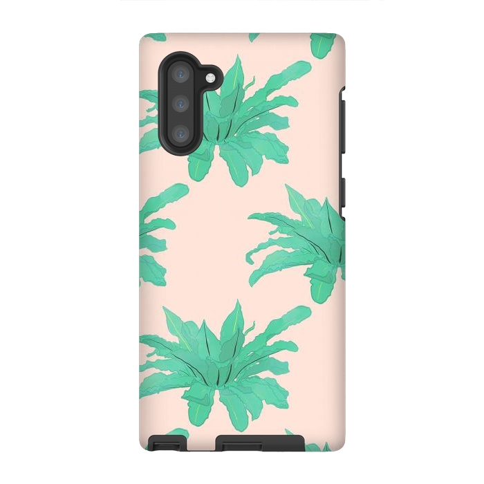Galaxy Note 10 StrongFit Pretty Watercolor Pink Peach Floral Girly Design by InovArts