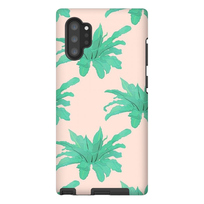 Galaxy Note 10 plus StrongFit Pretty Watercolor Pink Peach Floral Girly Design by InovArts