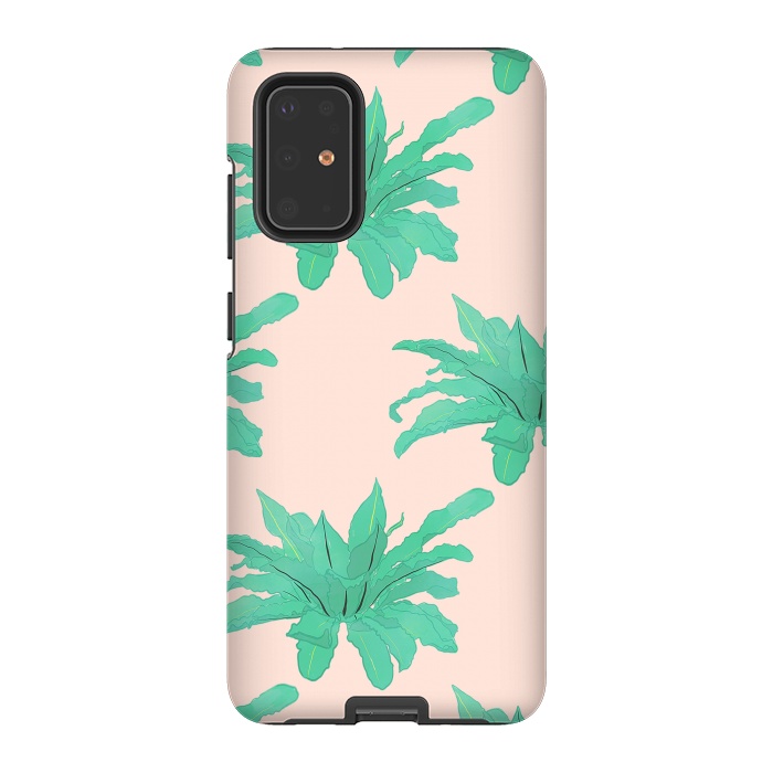 Galaxy S20 Plus StrongFit Pretty Watercolor Pink Peach Floral Girly Design by InovArts