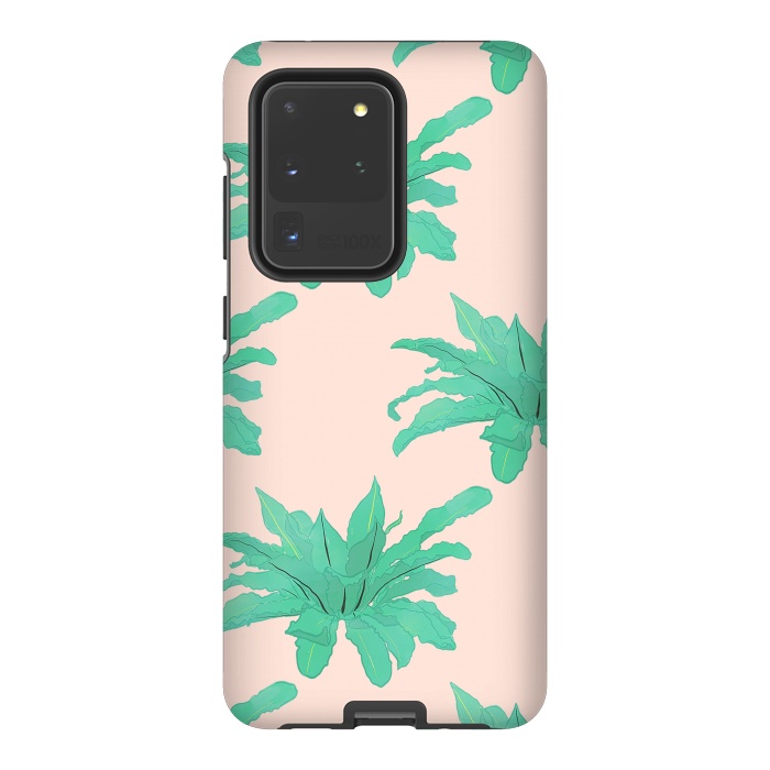Galaxy S20 Ultra StrongFit Pretty Watercolor Pink Peach Floral Girly Design by InovArts