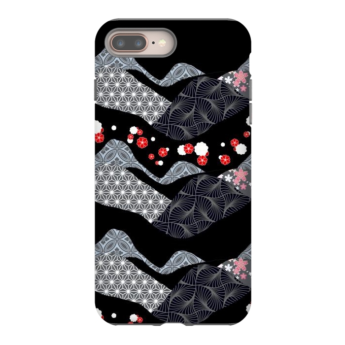 iPhone 8 plus StrongFit Japanese mountain landscape graphic pattern by Oana 