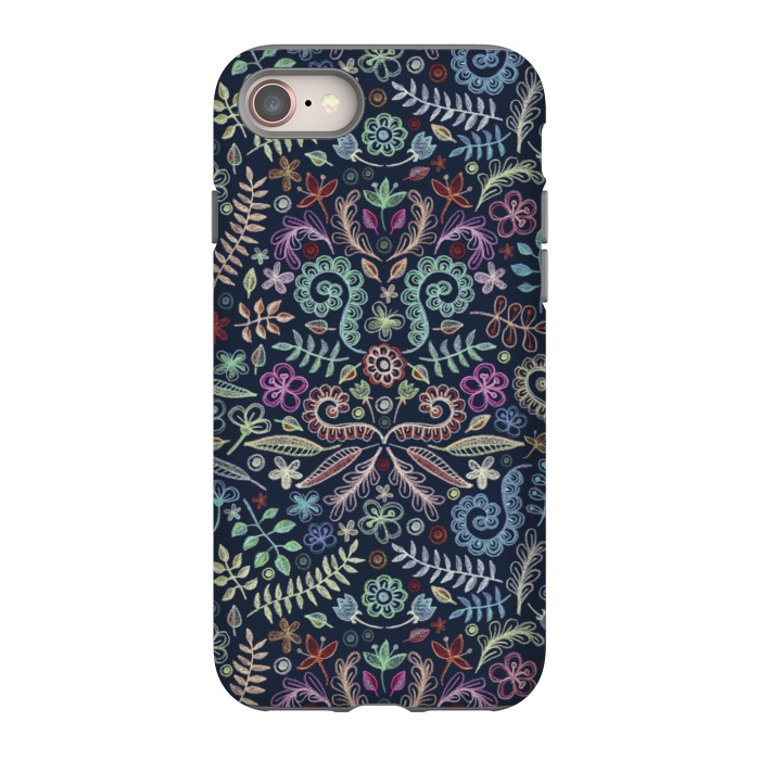 iPhone SE StrongFit Colored Chalk Floral Doodle Pattern by Micklyn Le Feuvre