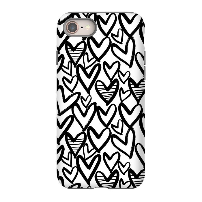 iPhone SE StrongFit Black and white hearts by Laura Grant