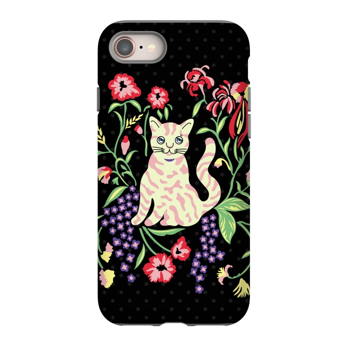 iPhone SE StrongFit Cutie Cat with Flowers by Michael Cheung